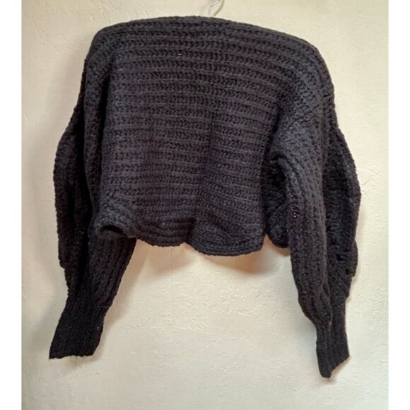 New Anthropologie Rae Cropped Cardigan XS Wool Alpaca Knit Bolero Black $130 - Picture 2 of 9